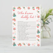 Who Knows Daddy Best Christmas Baby Shower Card 招待状 (スタンド正面)