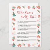 Who Knows Daddy Best Christmas Baby Shower Card 招待状 (正面/裏面)