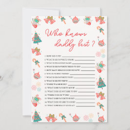 Who Knows Daddy Best Christmas Baby Shower Card 招待状