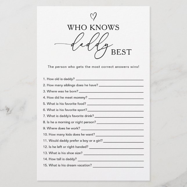 Who knows Daddy best Game (正面)