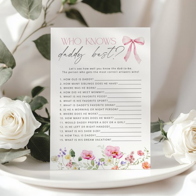  Who knows daddy best Wildflower baby shower game (クリエイターアップロード済み)