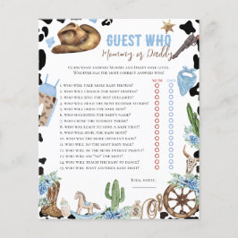 Who Knows Little Cowboy Western Baby Shower Game