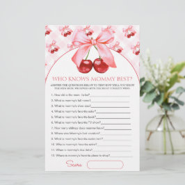 Who knows mommy best Baby Shower Game Card