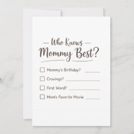 Who Knows Mommy Best? – Baby Shower Game Card シーズンカード