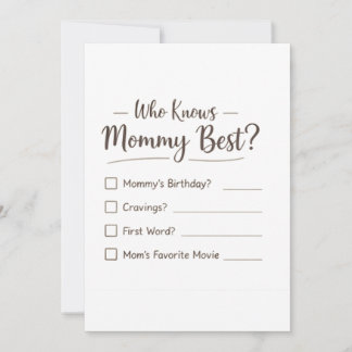 Who Knows Mommy Best? – Baby Shower Game Card シーズンカード