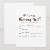 Who Knows Mommy Best? – Baby Shower Game Card シーズンカード (正面/裏面)