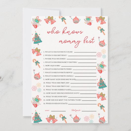 Who Knows Mommy Best Christmas Baby Shower Card 招待状 (正面)