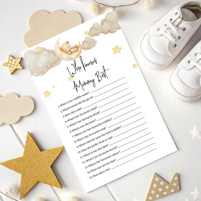 Who Knows Mommy Best Game Over the Moon Baby showe (クリエイターアップロード済み)