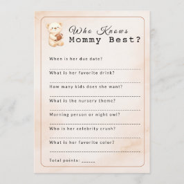 Who Knows Mommy Best? Sporty Bear Football Game 招待状
