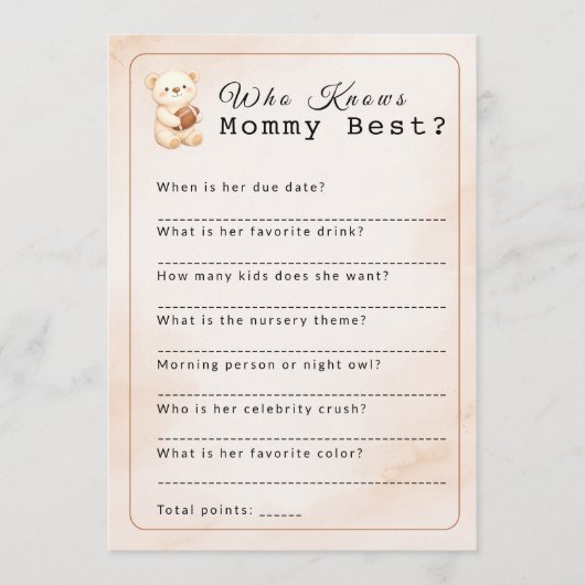 Who Knows Mommy Best? Sporty Bear Football Game 招待状 (正面)