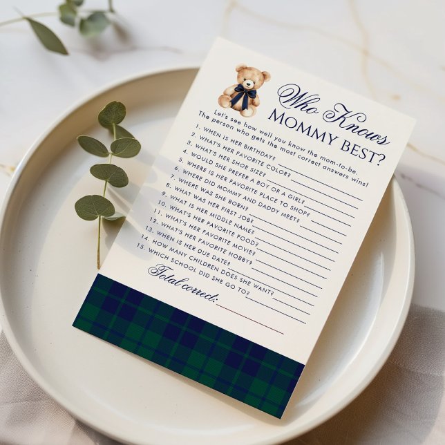 Who knows mommy best Teddy Bear Navy Plaid game (クリエイターアップロード済み)