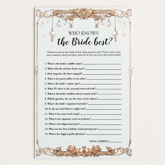 Who Knows the Bride Best Bridal Shower Game