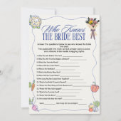  who Knows the Bride Best Bridal Shower Games Fun 招待状 (正面)