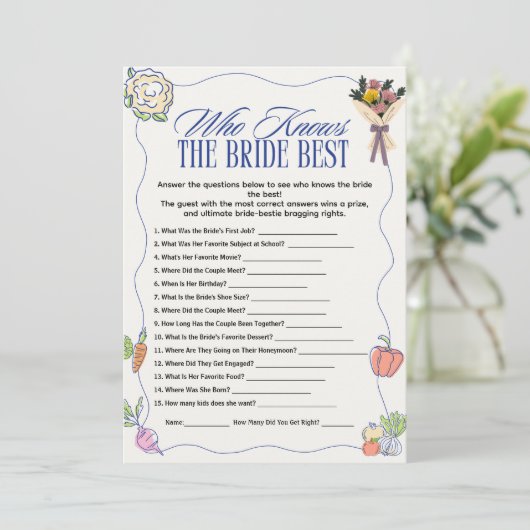  who Knows the Bride Best Bridal Shower Games Fun 招待状 (スタンド正面)