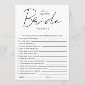 Who knows The Bride Best Bridal Shower Party Games 招待状 (正面)