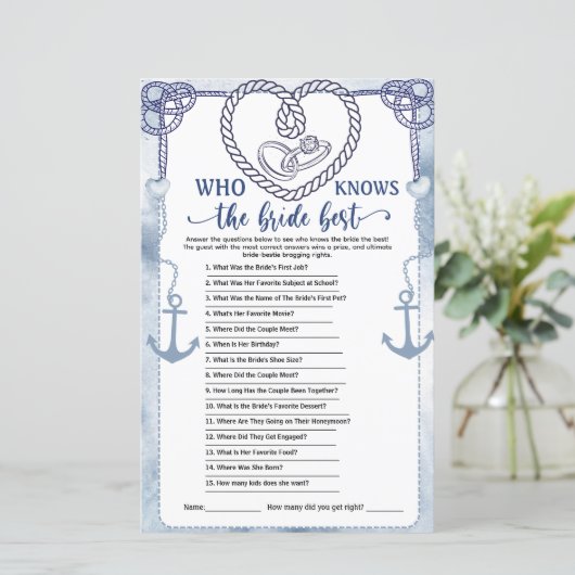 Who Knows the Bride Best Game Nautical Wedding (スタンド正面)