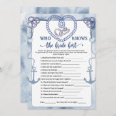 Who Knows the Bride Best Game Nautical Wedding  招待状 (正面/裏面)