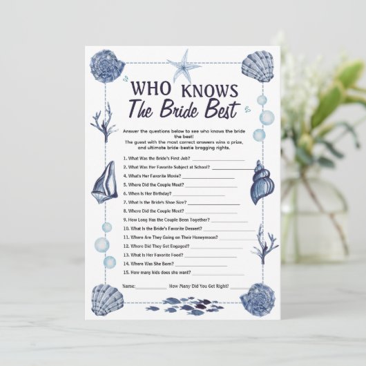 Who Knows the Bride Best Game Nautical Wedding  招待状 (スタンド正面)