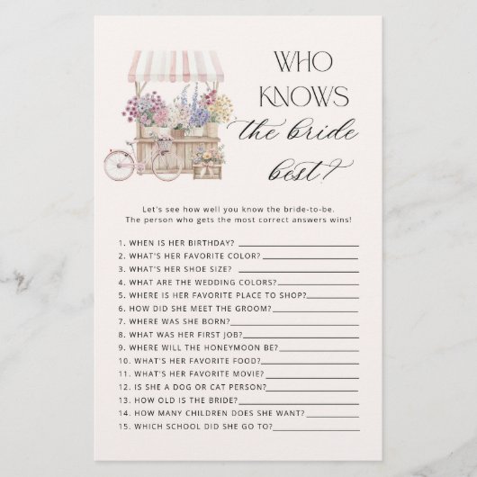 Who knows the bride best Off the Market game (正面)