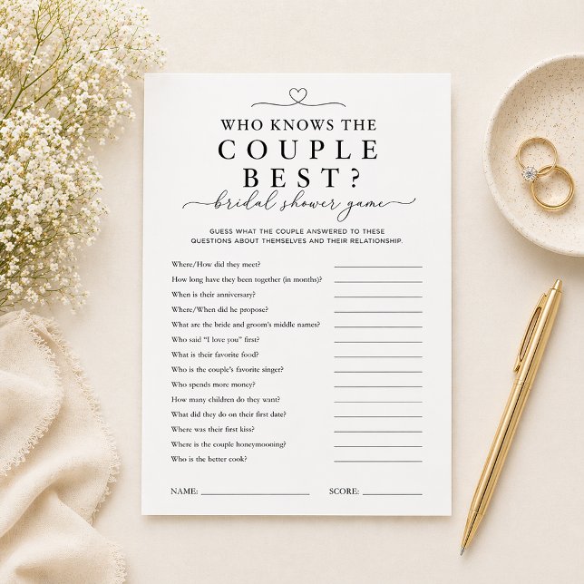  Who Knows the Couple Best Bridal Shower Game (Who Knows The Couple Best?
)