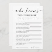Who Knows the Couple Best Bridal Shower Game 招待状 (正面/裏面)