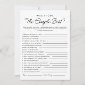 Who knows The Couple Best Game Bridal Shower Game 招待状 (正面)