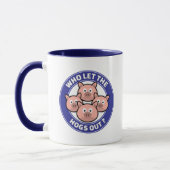Who Let The Hogs Out - 楽しいレトロソングのパロディ マグカップ (左)