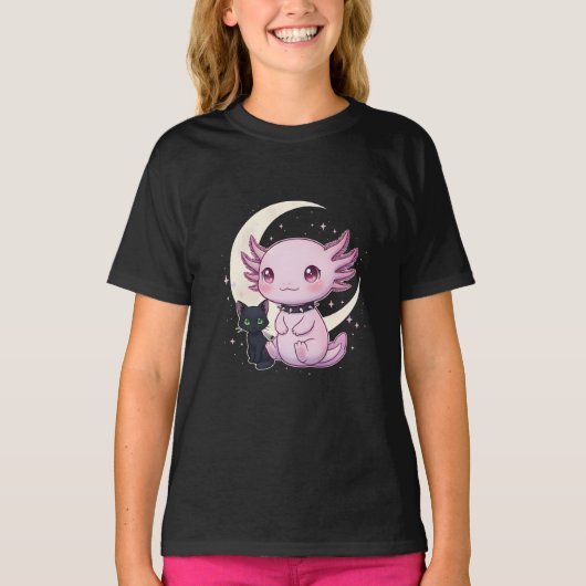 Who Loves Axolotls with Cats -Cute Axolotl Tシャツ (正面)