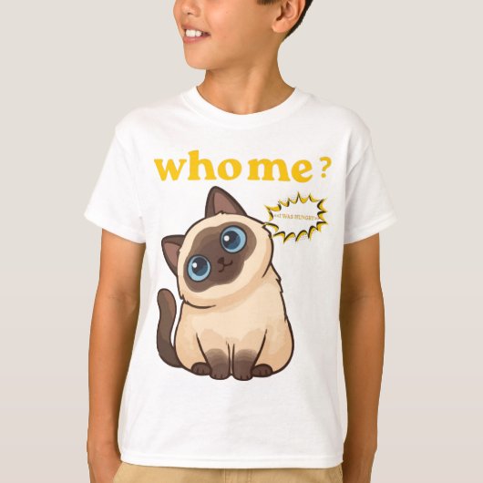 Who, Me? I Was Hungry – Funny Cute Cat T-Shirt Tシャツ (正面)