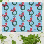 Who Peeking Through Christmas Wreath キッチンタオル (折り畳み)