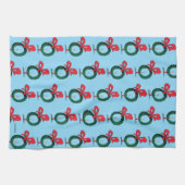 Who Peeking Through Christmas Wreath キッチンタオル (横)