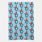 Who Peeking Through Christmas Wreath キッチンタオル (縦)