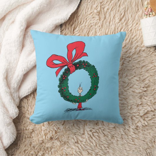 Who Peeking Through Christmas Wreath クッション (ブランケット)