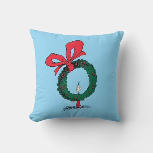 Who Peeking Through Christmas Wreath クッション (正面)