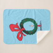 Who Peeking Through Christmas Wreath シェルパブランケット (正面(横))