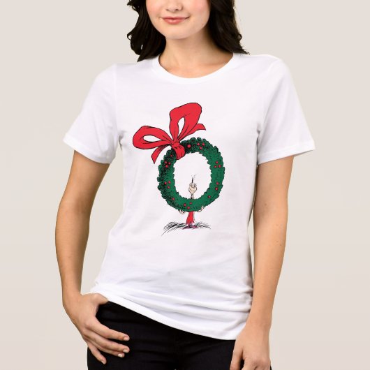 Who Peeking Through Christmas Wreath トライブレンドＴシャツ (正面)