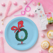 Who Peeking Through Christmas Wreath ペーパープレート (パーティー)