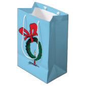 Who Peeking Through Christmas Wreath ミディアムペーパーバッグ (正面アングル)