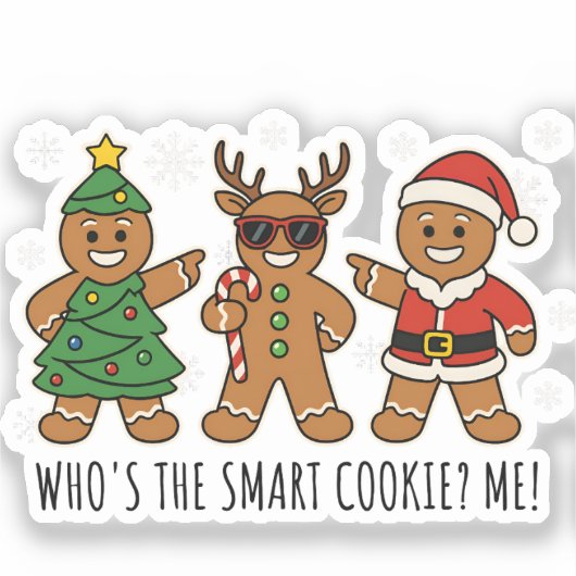 Who’s the Smart Cookie Funny Gingerbread Christmas シール (正面)