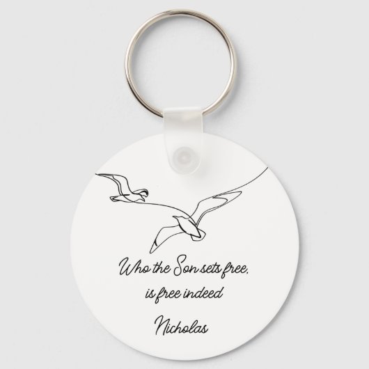 Who the Son sets Free Is Free Indeed Bible Verse キーホルダー (正面)