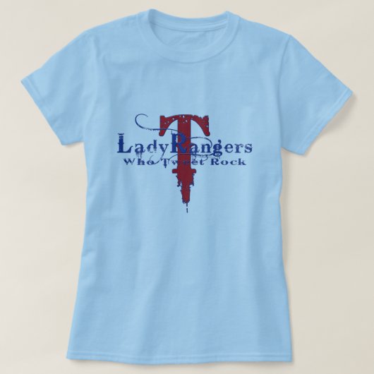 WHO TWEET ROCK青いT RED/BLUE RANGERS女性デザイン Tシャツ (デザイン正面)