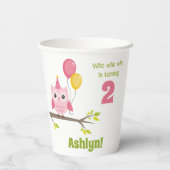 Who Who Is Turning 2 Party Owl 2nd Birthday 紙コップ (裏面)