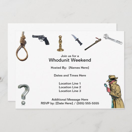 Whodunit週末の招待状 招待状 (正面/裏面)