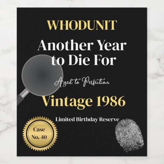 Whodunit Birthday Wine Label | Another Year to Die ワインラベル (シングルラベル)
