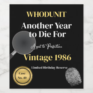 Whodunit Birthday Wine Label | Another Year to Die ワインラベル