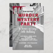 whodunit murder mystery 1940's style dinner party 招待状 (正面/裏面)