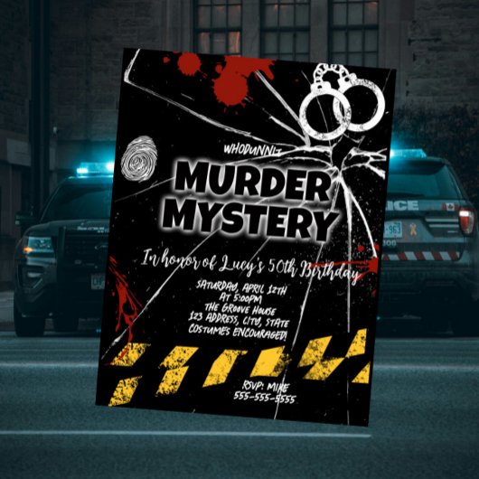 whodunit murder mystery bloody party invitation シーズンポストカード