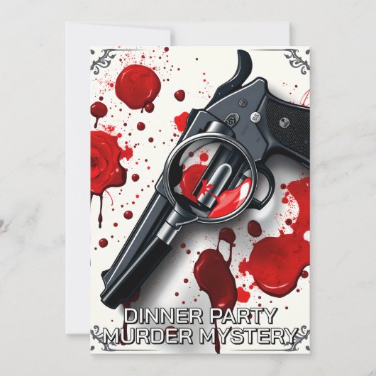 Whodunnit murder mystery theme dinner party 招待状 (正面)
