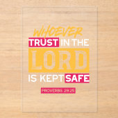 Whoever Trusts in the Lord Is Kept Safe Quote アクリル招待状 (正面)