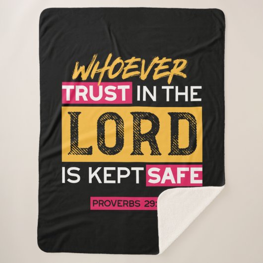 Whoever Trusts in the Lord Is Kept Safe Quote シェルパブランケット (正面)